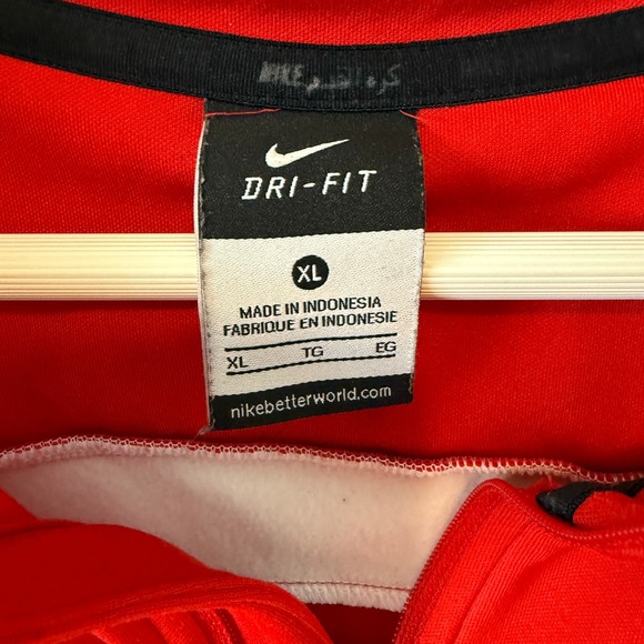 Nike Dri Fit Vardar Soccer Quarter Zip Pullover Jacket Red White XL - Picture 5 of 6